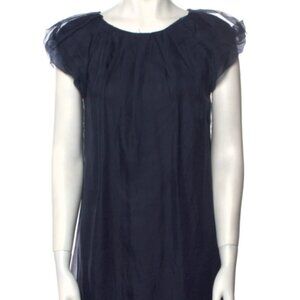 Diane Von Furstenberg Navy Black Silk Layered Midi Dress XS $425